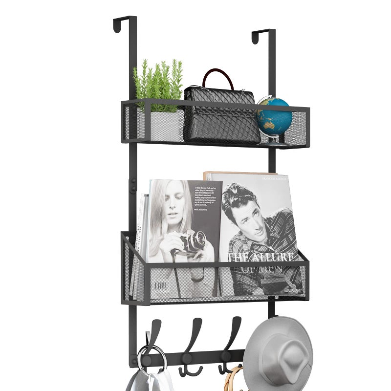 Kaiferty Over The Door Hooks Organizer  Coat Rack Over The Door Storage Hanger Towel Rack  Back of Door Storage Organizer for Bathroom Bedroom Kitchen Office (Black 3-Tier) - Image 1